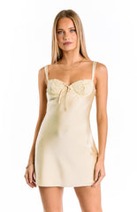 Kate Yellow Satin Party Mini Dress