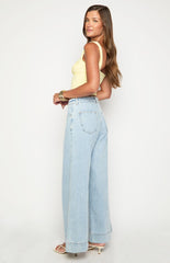 Khali Light Wash Denim Wide Leg Jeans