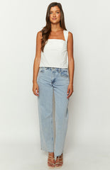 Kira White Tie Back Top