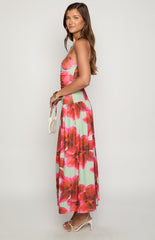 Lilliana Green Floral Print Maxi Dress