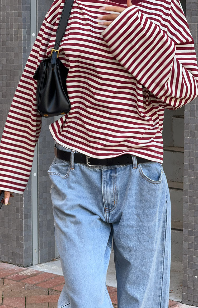 Lioness Bloom Wine Stripe Long Sleeve Top