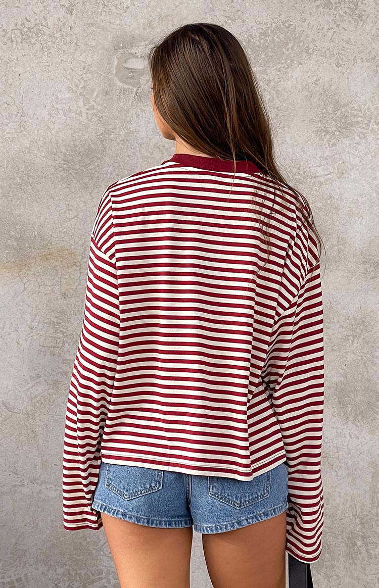 Lioness Bloom Wine Stripe Long Sleeve Top