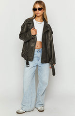 Lioness Ace Charcoal PU Biker Jacket