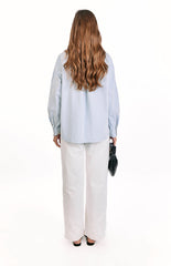 Lola Blue Stripe Embroidered Button Up Shirt