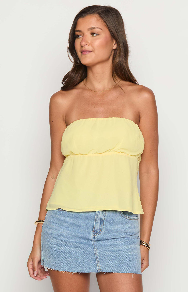 Lou Lou Yellow Strapless Top