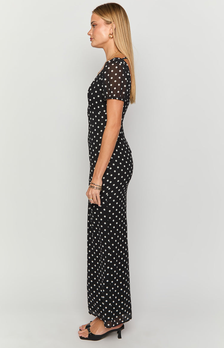 Lovella Black Polka Dot Maxi Dress