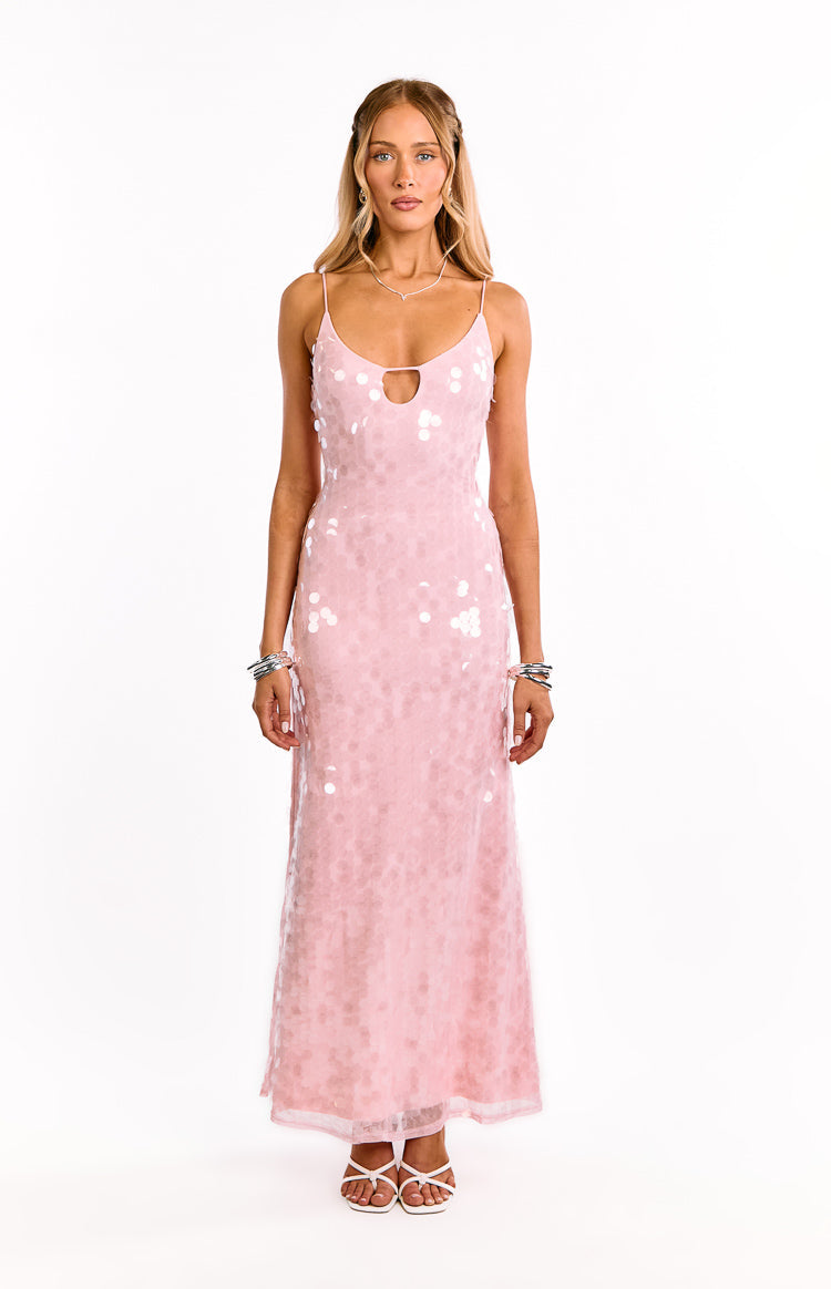 Lyanna Pink Sequin Maxi Dress