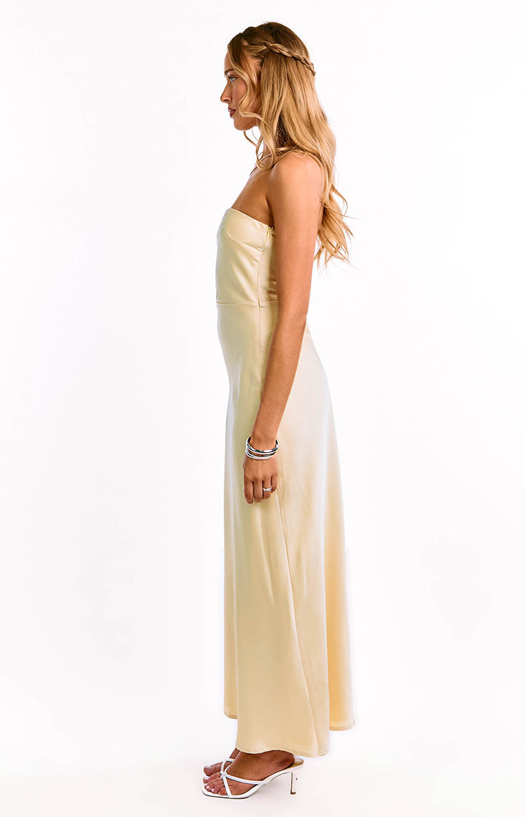 Maddix Yellow Strapless Formal Maxi Dress