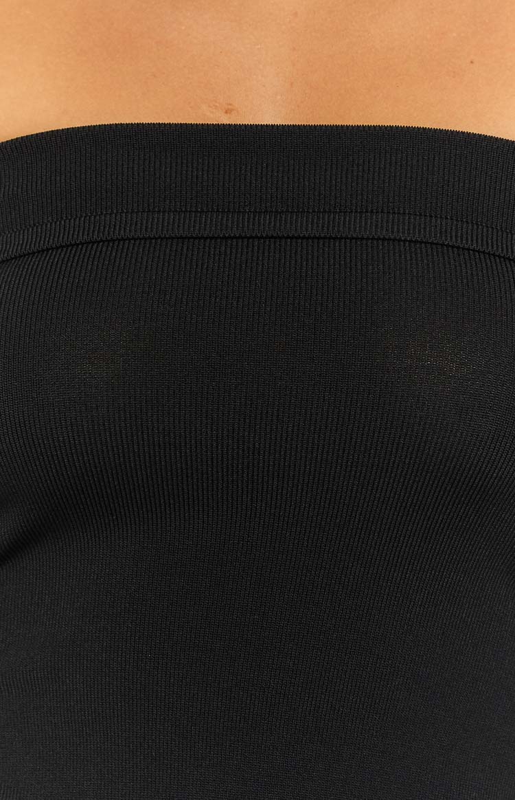 Mordani Black Knit Strapless Top