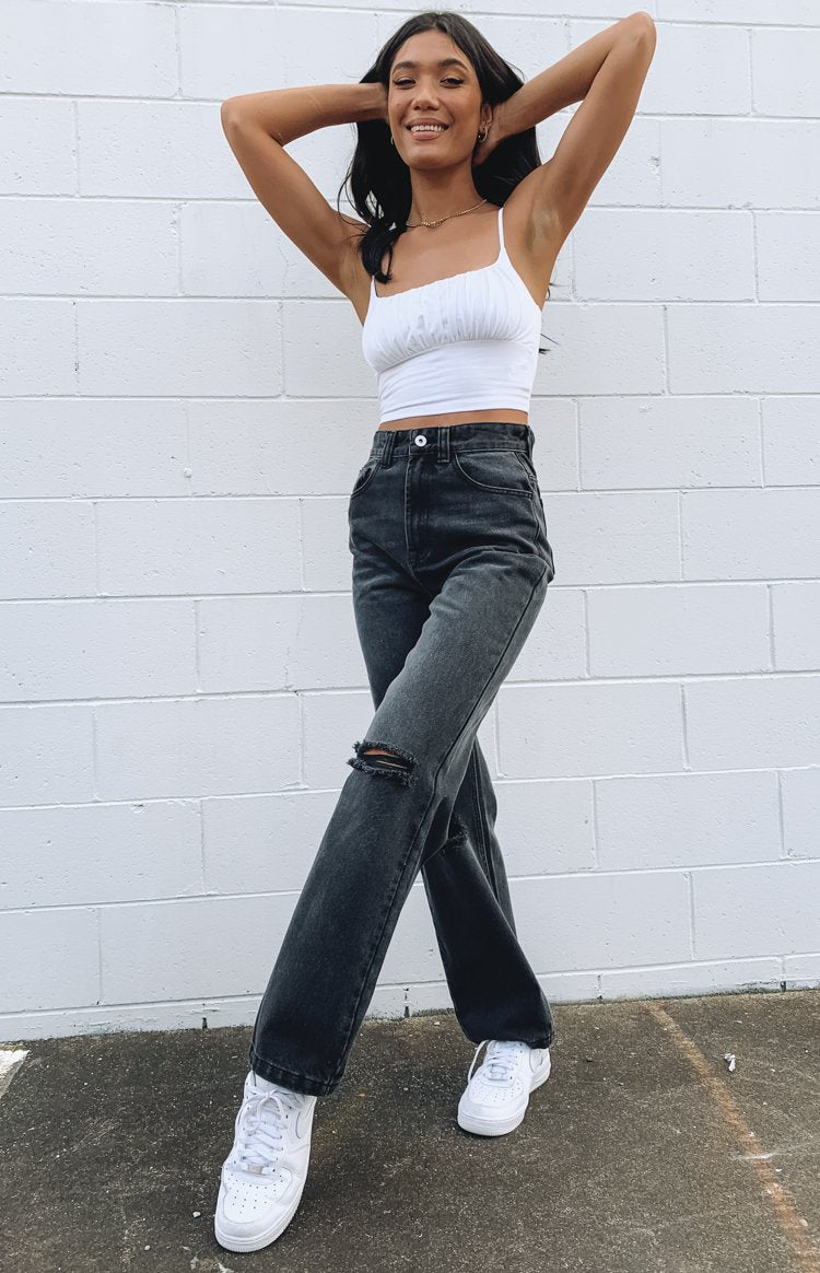 Robin Wide Leg Jeans Black Wash