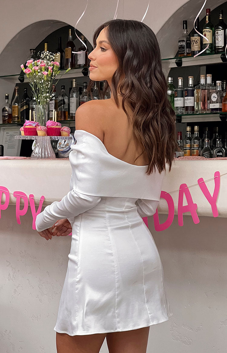 Natalie White Long Sleeve Mini Dress