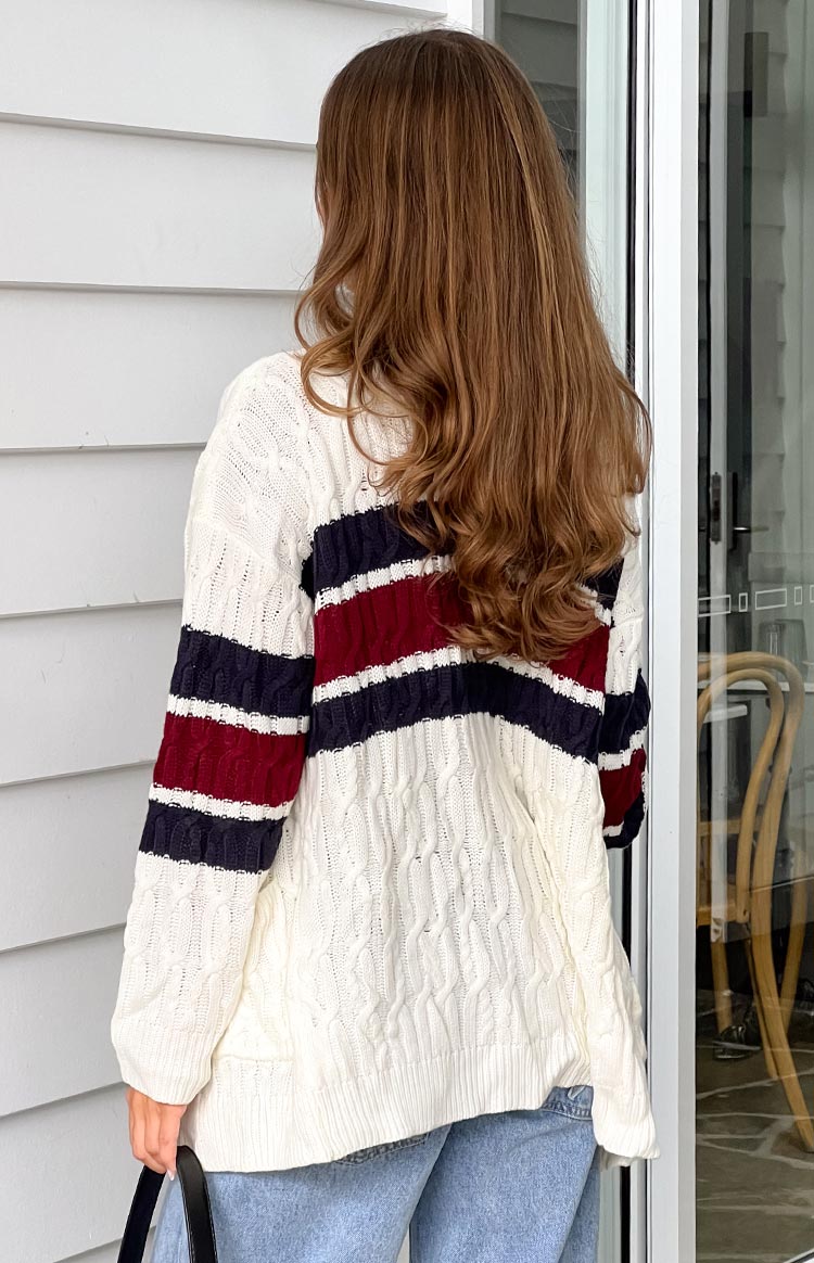 Nikkitta Cream Striped Cardigan