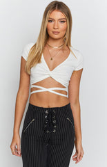 One Thing Cut Out Crop Top White