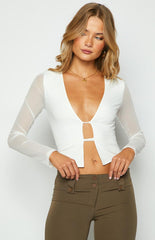 Onnika White Long Sleeve Top