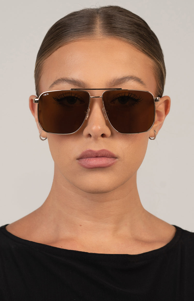 Otra Eyewear Sorrento Brown/Gold Aviator Sunglasses