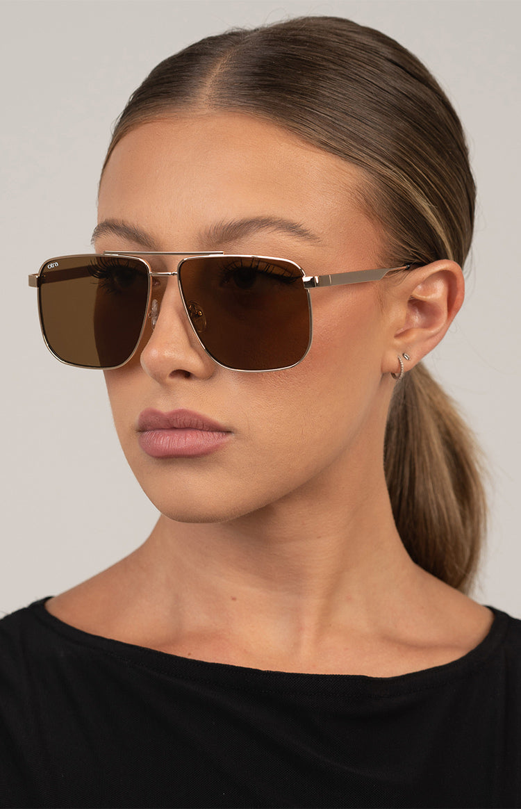 Otra Eyewear Sorrento Brown/Gold Aviator Sunglasses