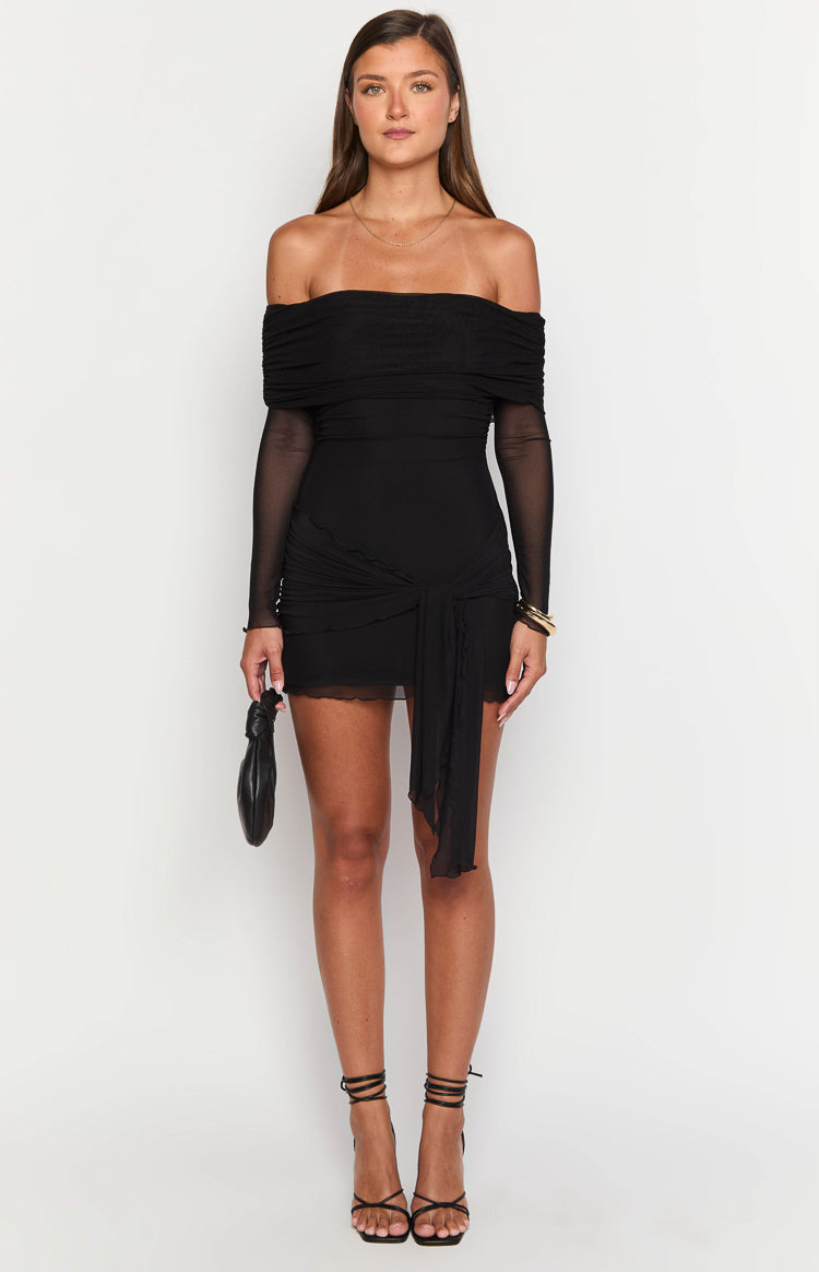 Paige Black Off The Shoulder Mini Dress