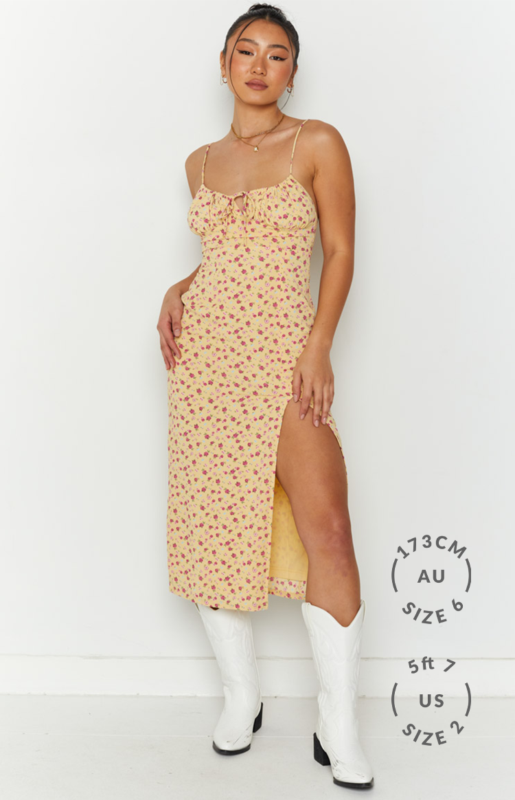 Paloma Yellow Floral Midi Dress