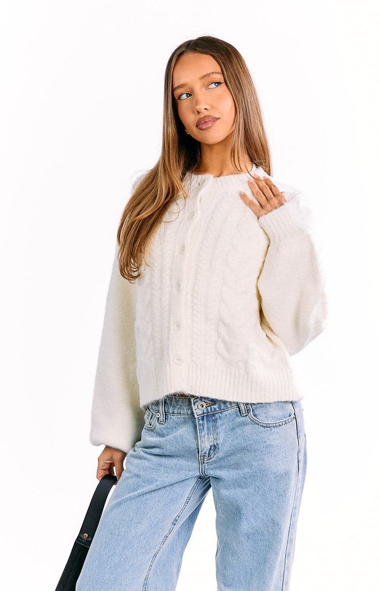 Percy Cream Cable Knit Cardigan