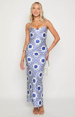 Renesmee Navy Tile Print Maxi Dress