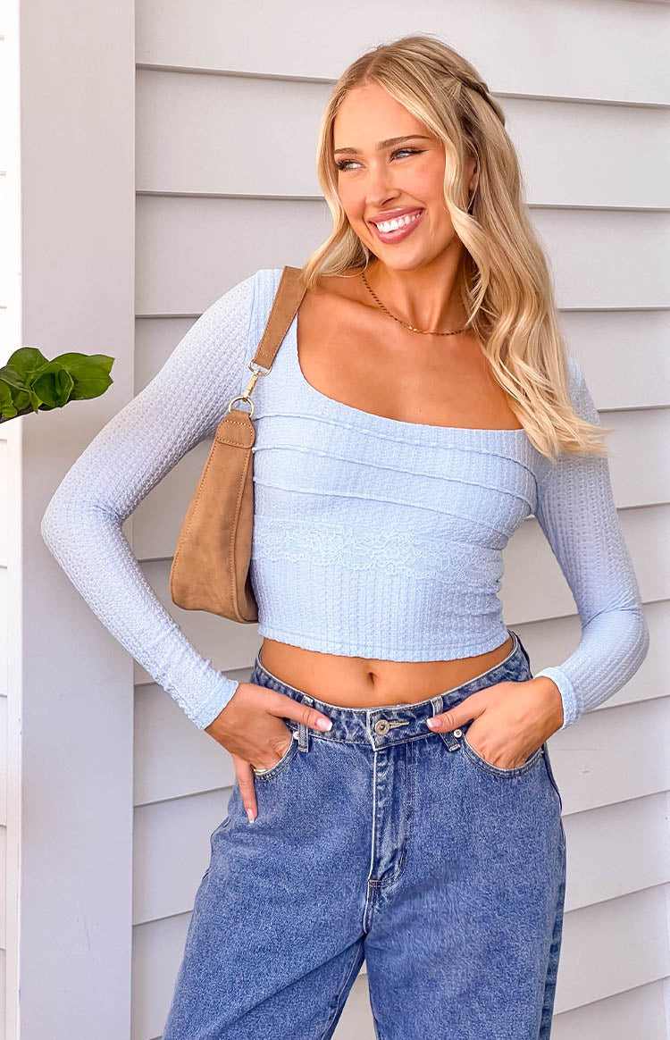 Vida Light Blue Long Sleeve Top