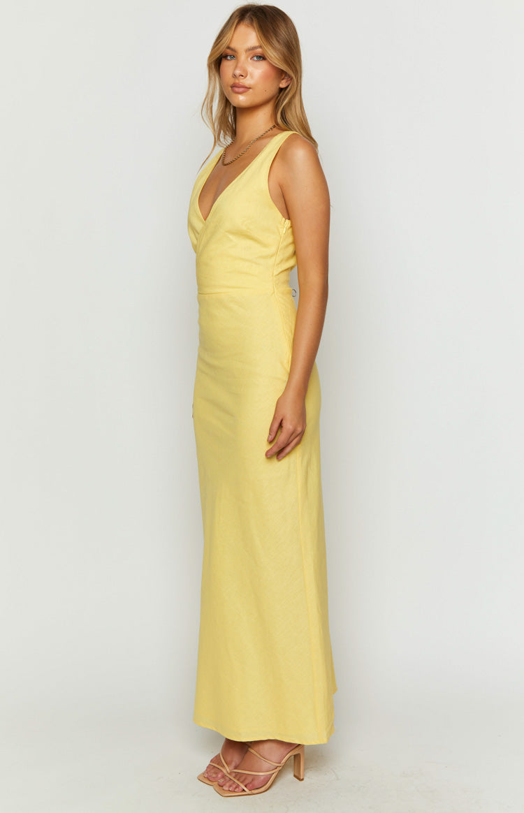 Resorts Yellow Linen Blend Maxi Dress