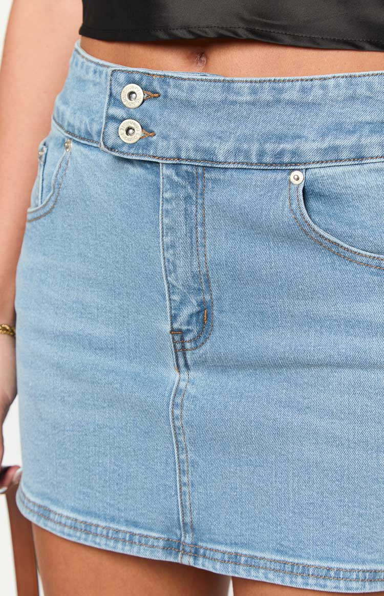 Ria Light Wash Denim Mini Skirt