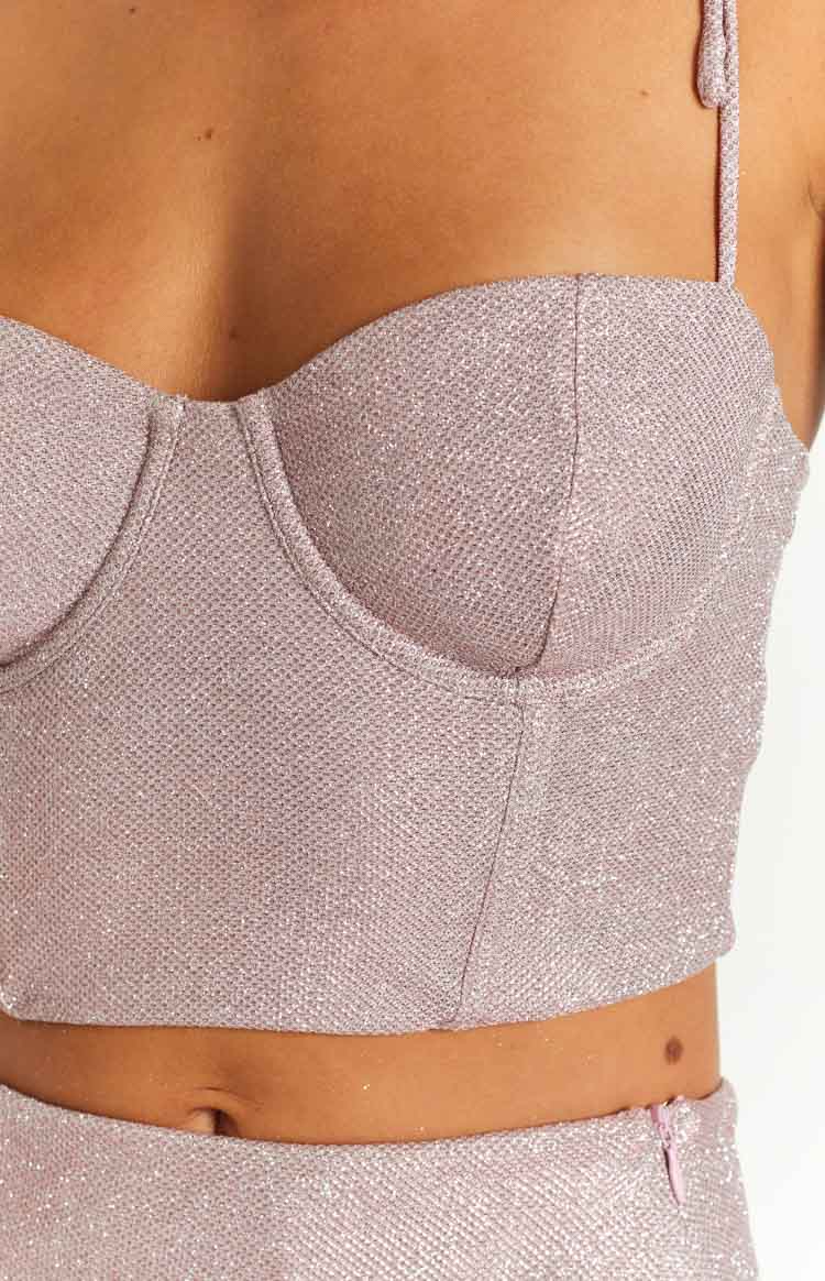 Rosa Pink Tie Shoulder Corset Top