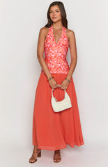 Roxanne Orange Floral Maxi Dress