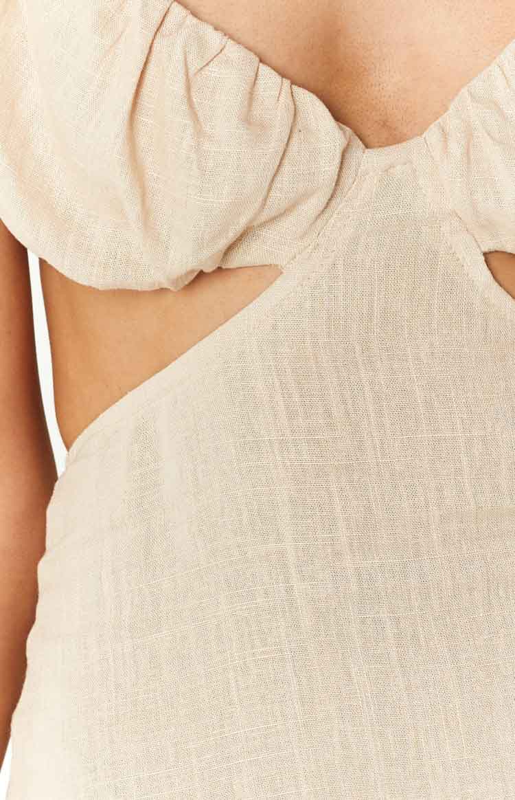 Saisha Beige Off The Shoulder Maxi Dress