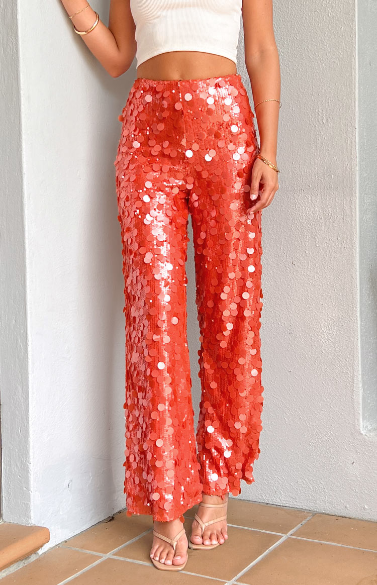 oranage sequin pants