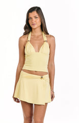 Say No More Yellow Trim Halter Top