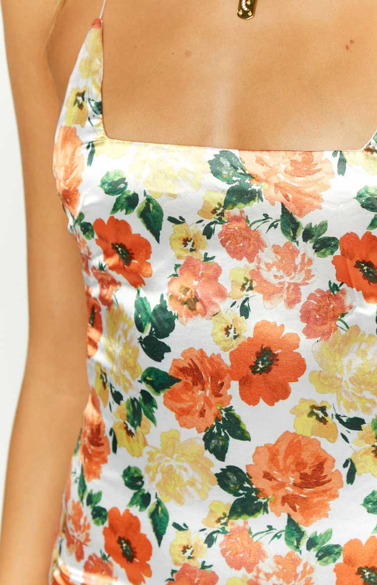 Say So Orange Floral Mini Dress