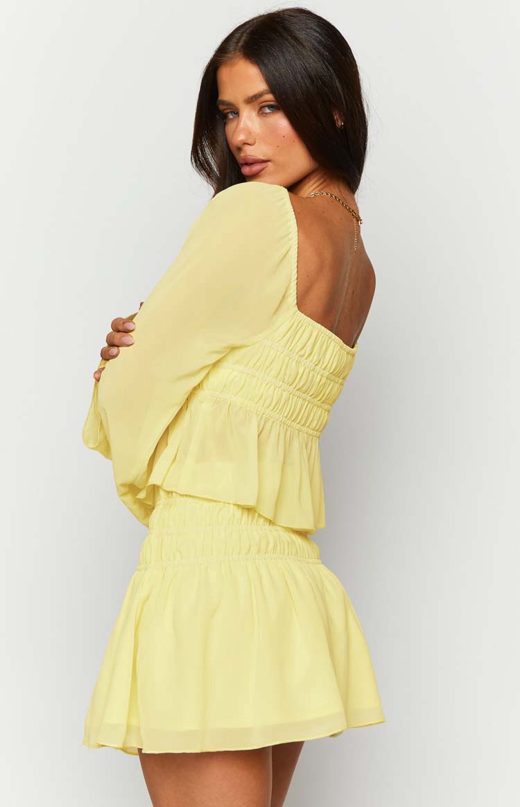 Sean Yellow Chiffon Mini Skirt