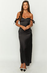 Sheridan Black Satin Maxi Dress