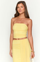 Silvie Yellow Strapless Crop Top