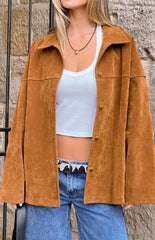 Suki Tan Suede Oversized Jacket