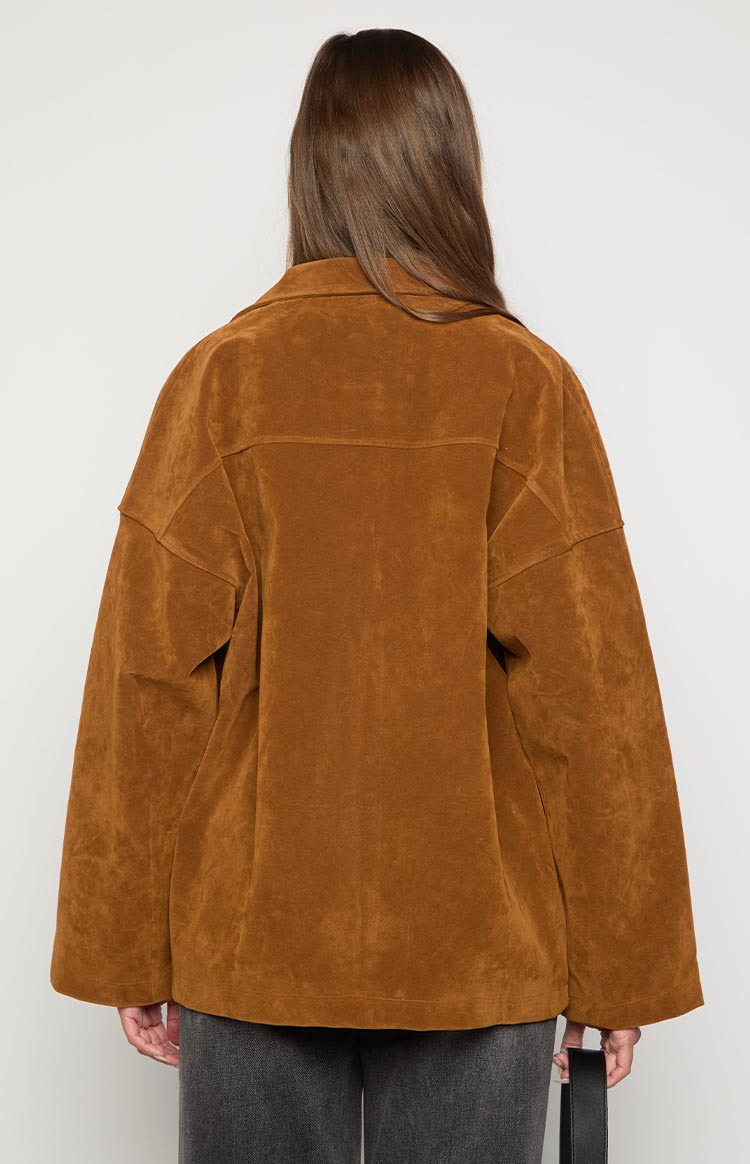 Suki Tan Suede Oversized Jacket