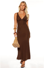 Sunflower Brown Mesh Maxi Dress - PRE ORDER