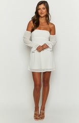 Tallure White Long Sleeve Mini Dress