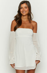 Tallure White Long Sleeve Mini Dress