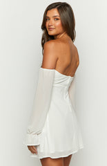 Tallure White Long Sleeve Mini Dress