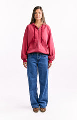 Tate Washed Red Oversized Hooded Jacket