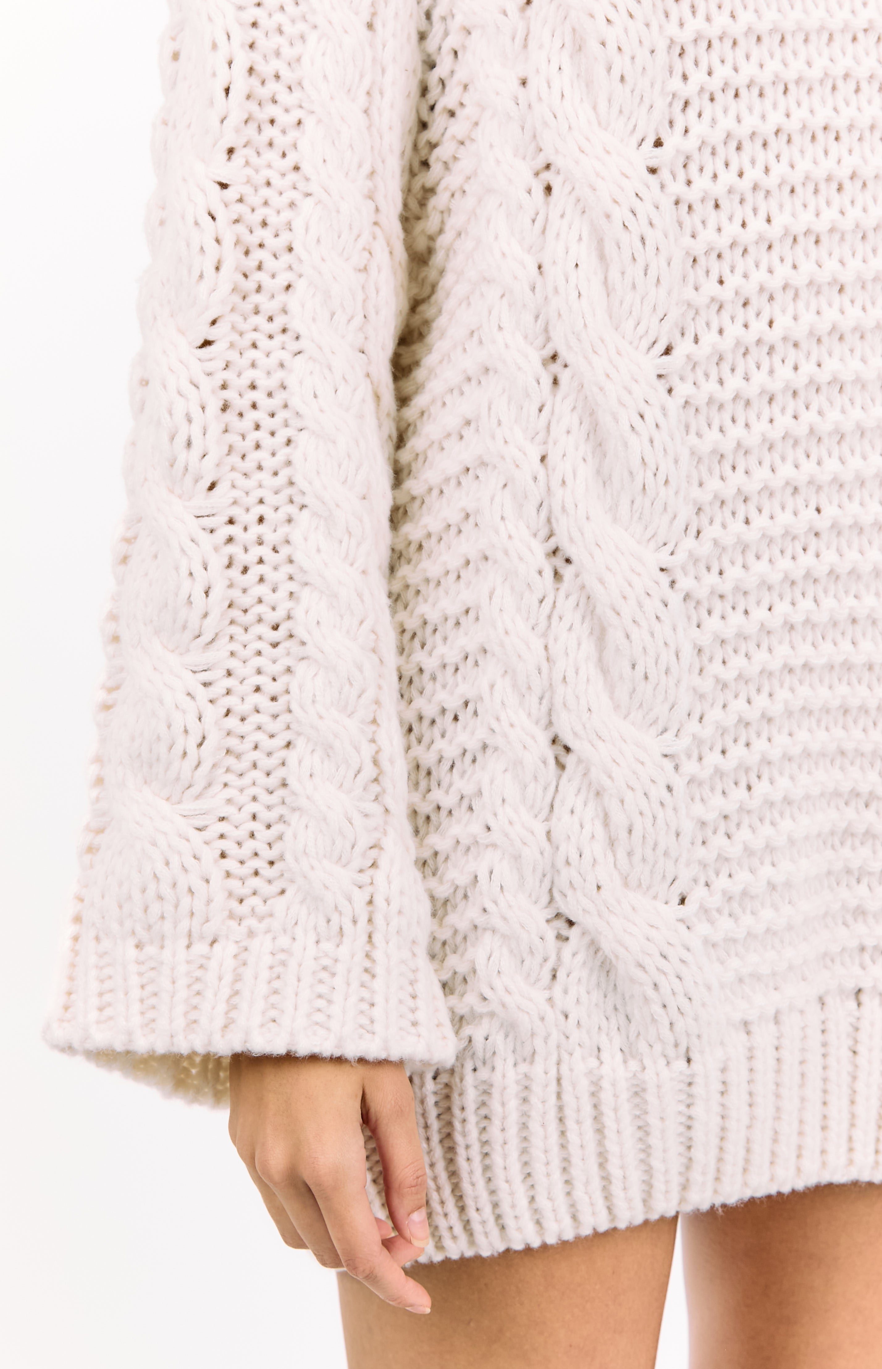 Thursdays Cream Cable Knit Sweater Dress