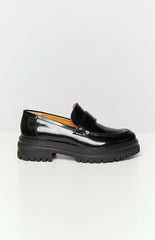 Tony Bianco Wiz Hi Shine Black Loafers