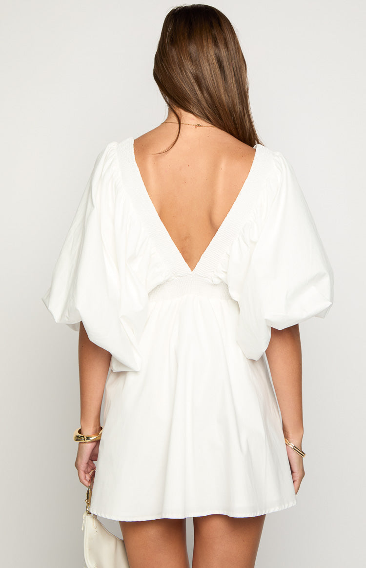 Torie White Short Sleeve Mini Dress