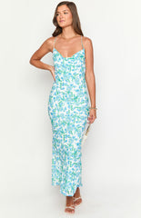 Valentina Blue Floral Maxi Dress