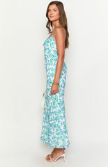 Valentina Blue Floral Maxi Dress