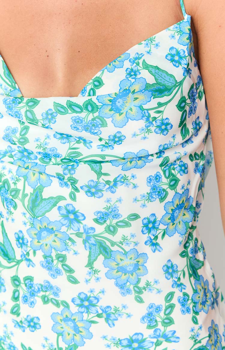 Valentina Blue Floral Maxi Dress