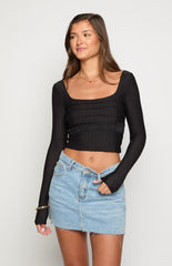 Vida Black Long Sleeve Top